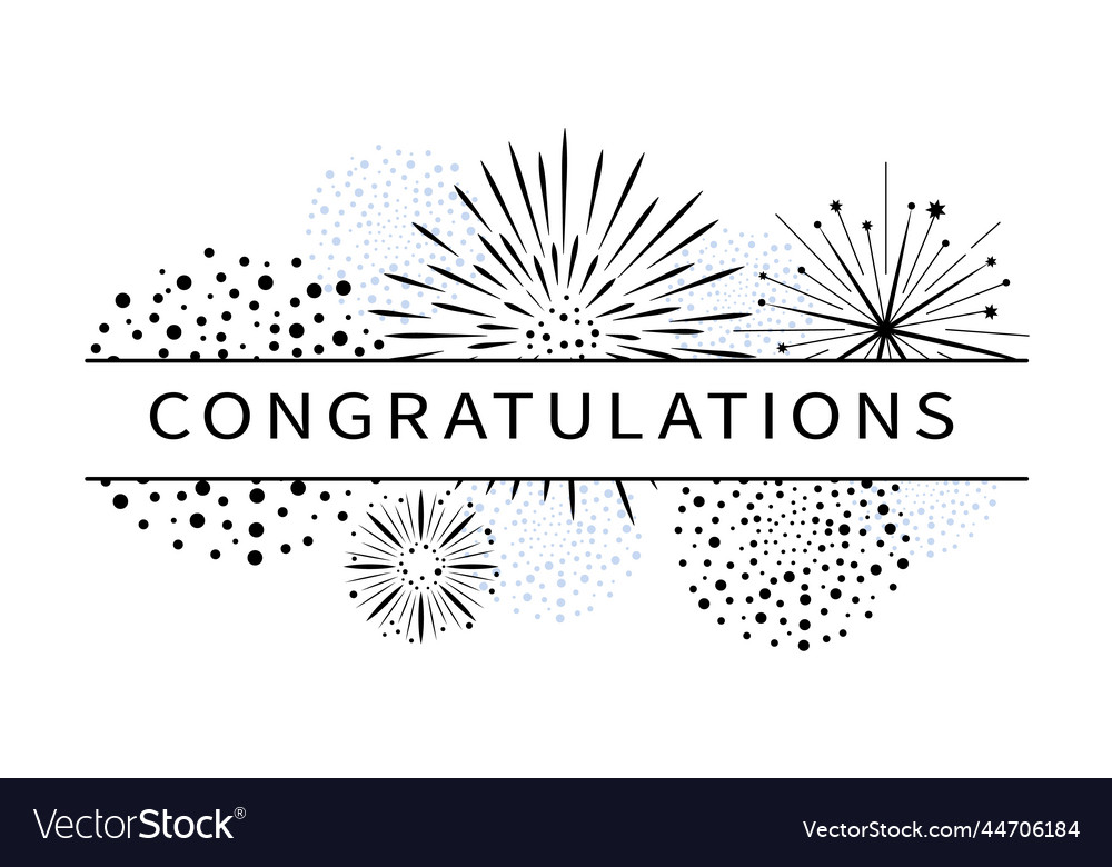 Horizontal Congratulation Banner With Fireworks Vector Image 1328