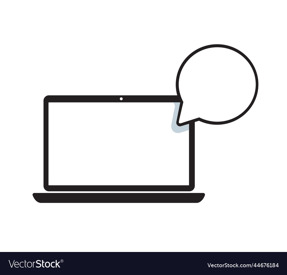 Laptop computer with notification bubble chat