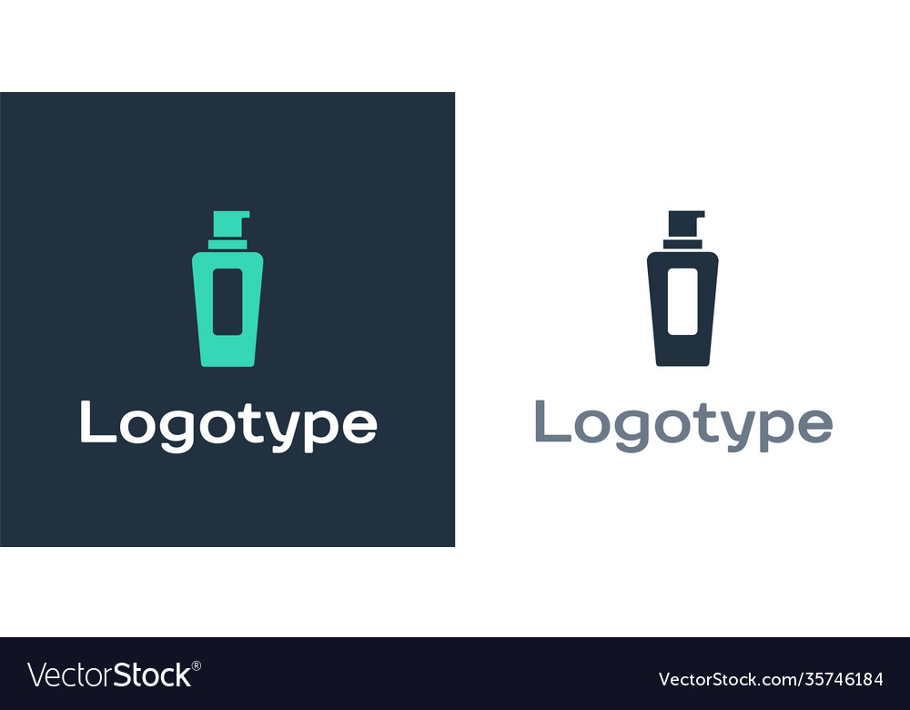 Logotype bottle shampoo icon isolated on white vector image Logotype bottle shampoo icon isolated on white