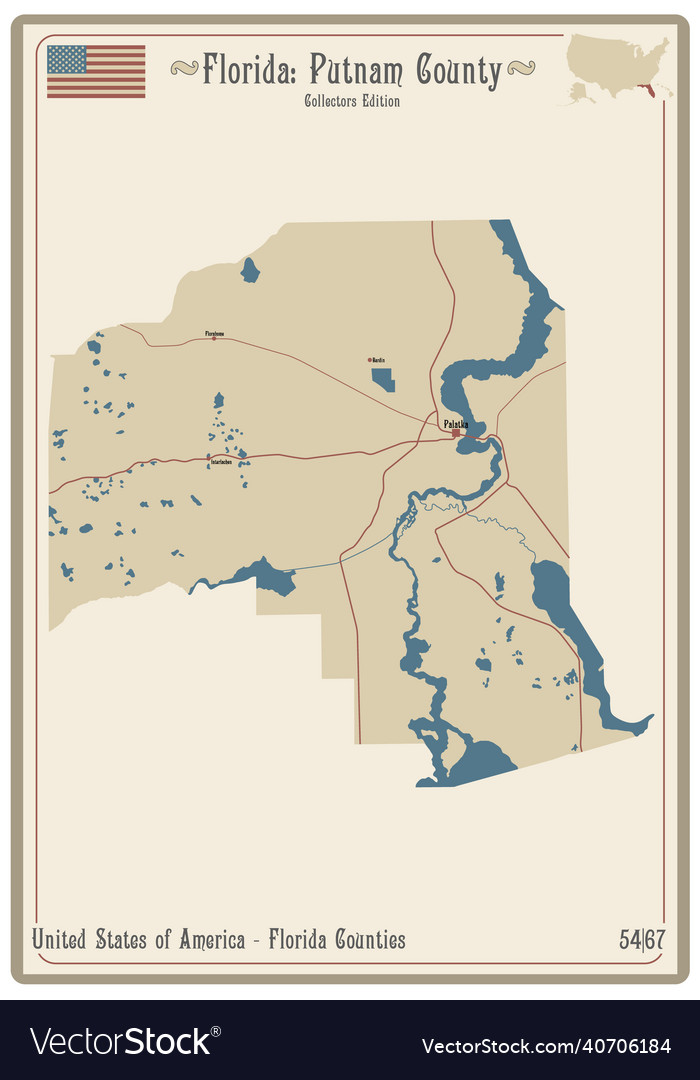 Map of putnam county in florida Royalty Free Vector Image