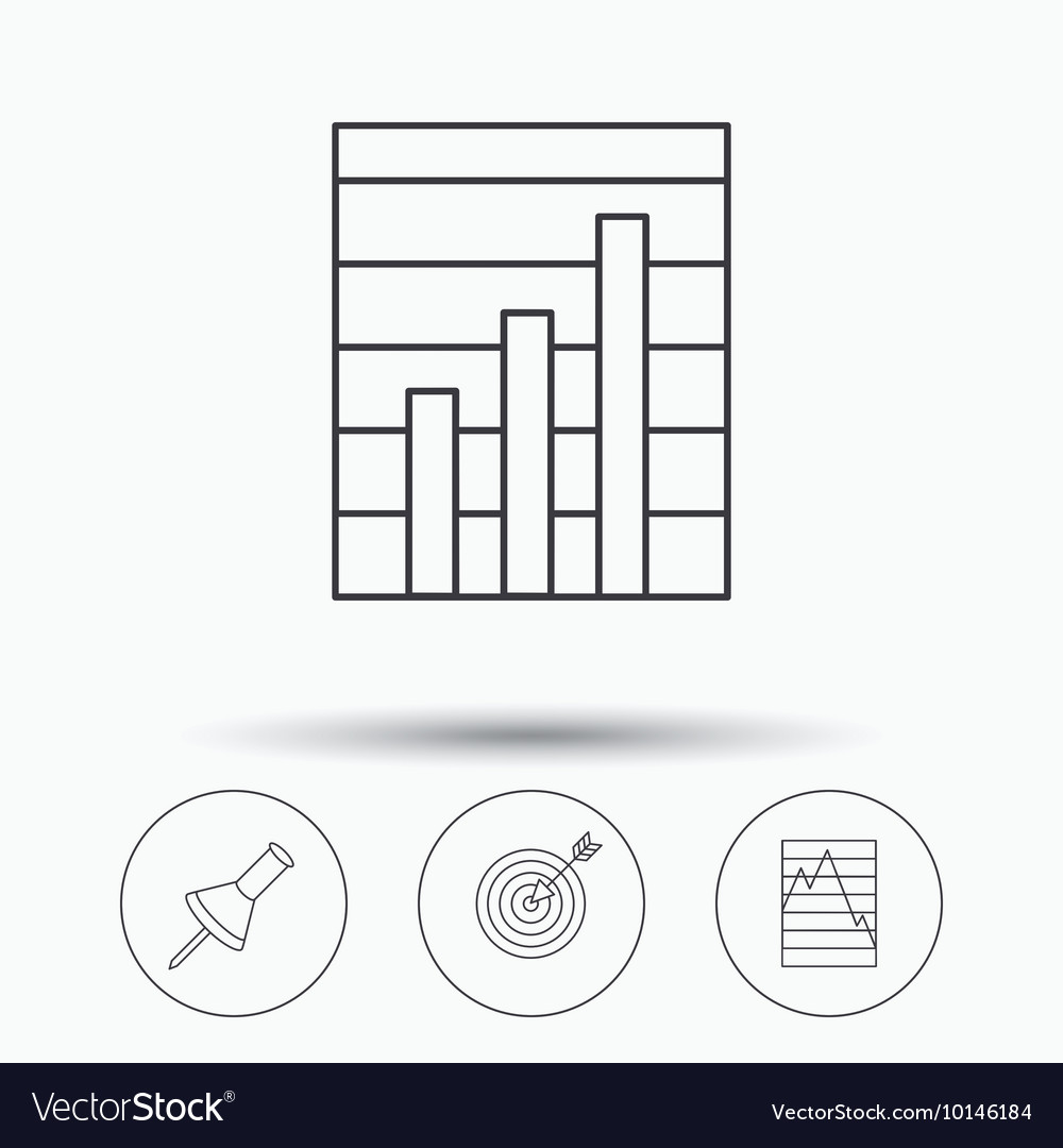 Pushpin graph charts and target icons