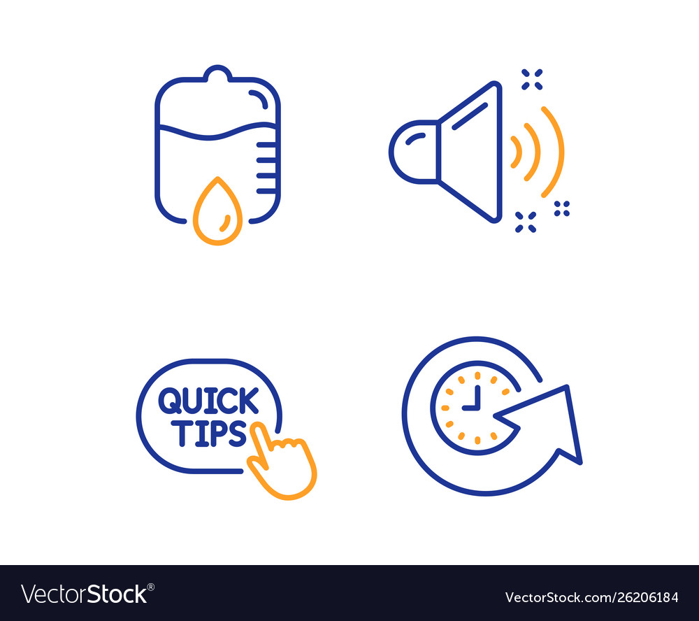 Quick tips drop counter and loud sound icons set vector image Quick tips drop counter and loud sound icons set