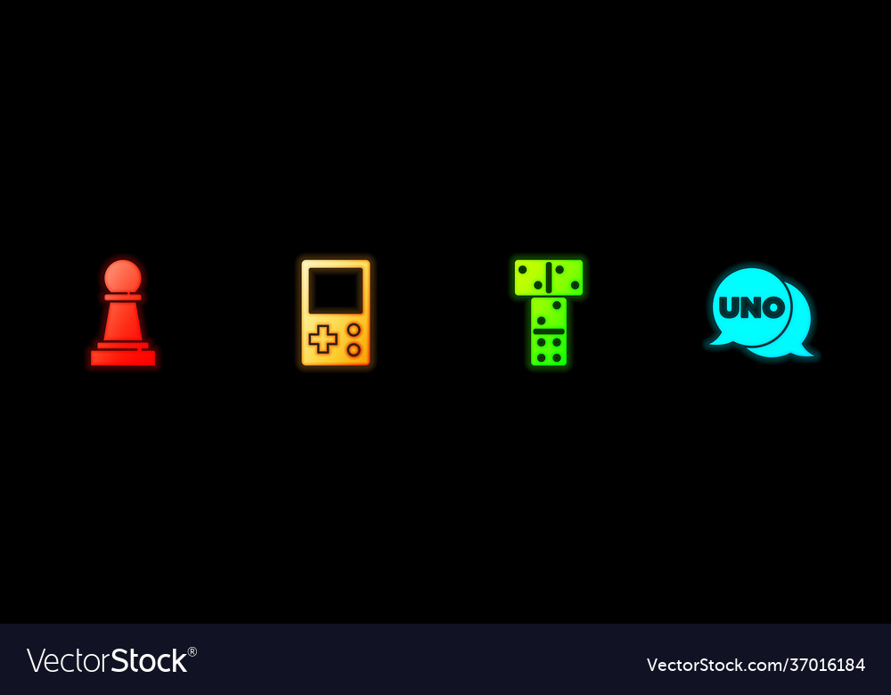 Set chess tetris domino and uno card game icon