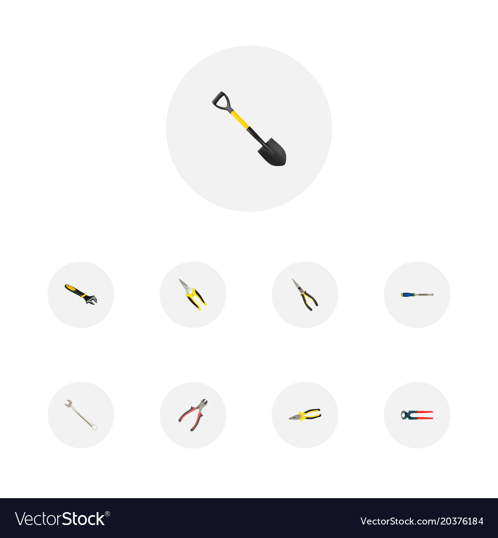 Set of instruments realistic symbols with wrench