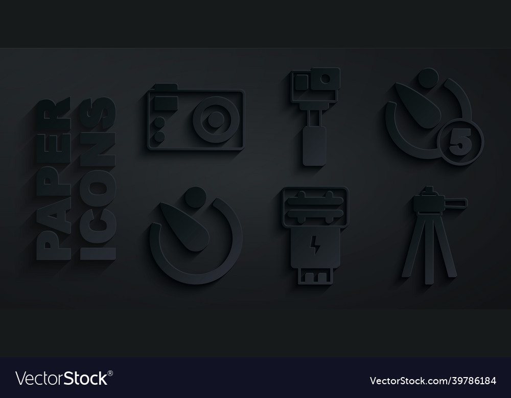 Set photo camera flash timer tripod Vector Image Set photo camera flash timer tripod