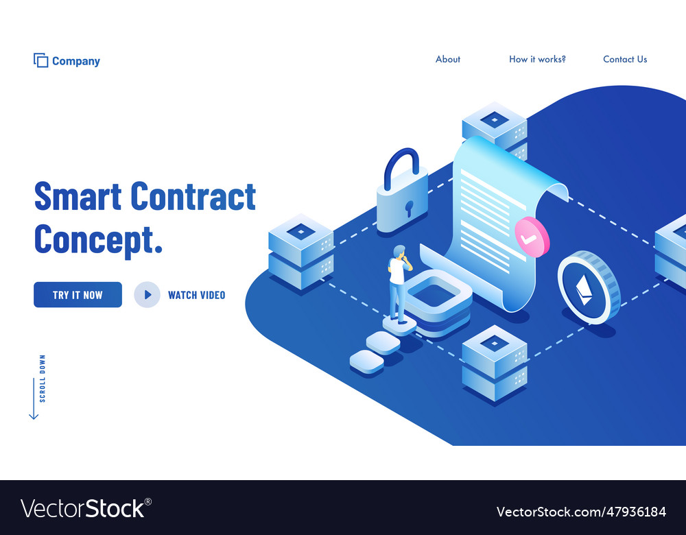 Smart Contract Infographic Concept Contractor Vector Image