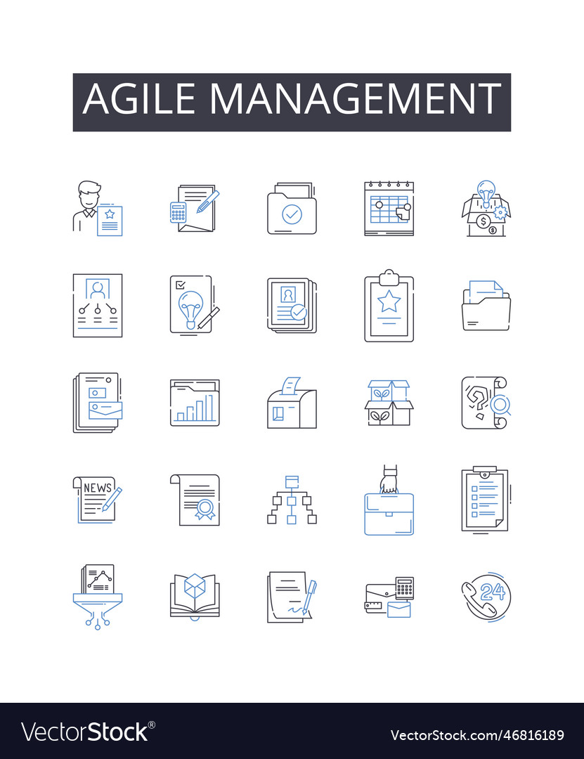 Agile management line icons collection lean