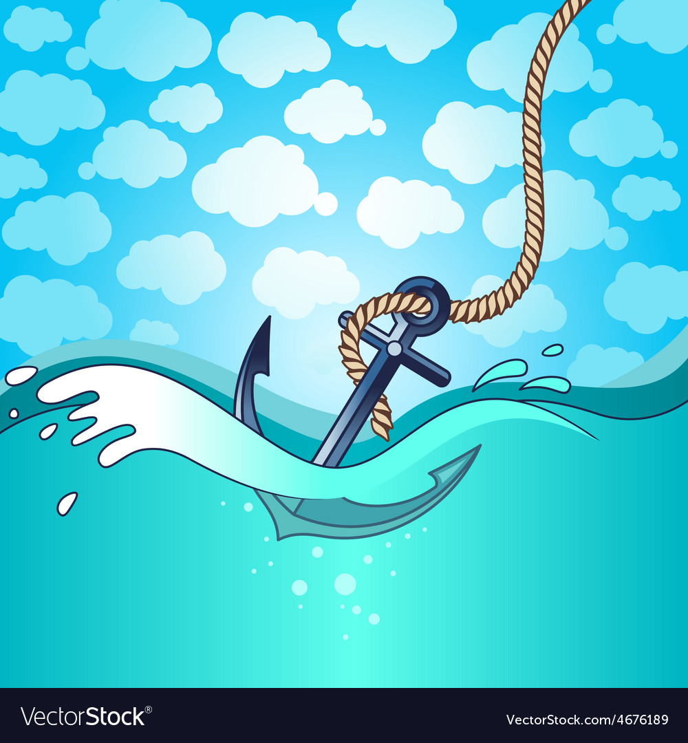 Anchor falls into water Royalty Free Vector Image