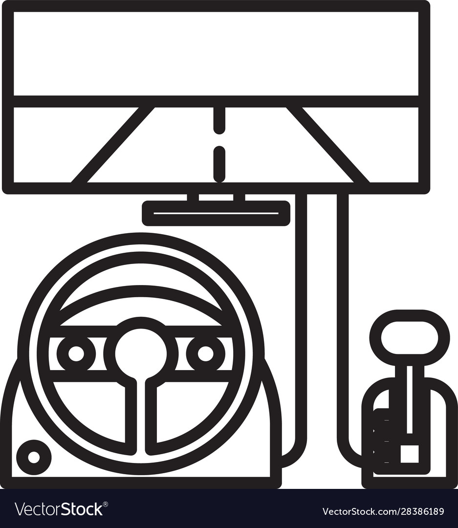 Black line racing simulator cockpit icon isolated vector image Black line racing simulator cockpit icon isolated