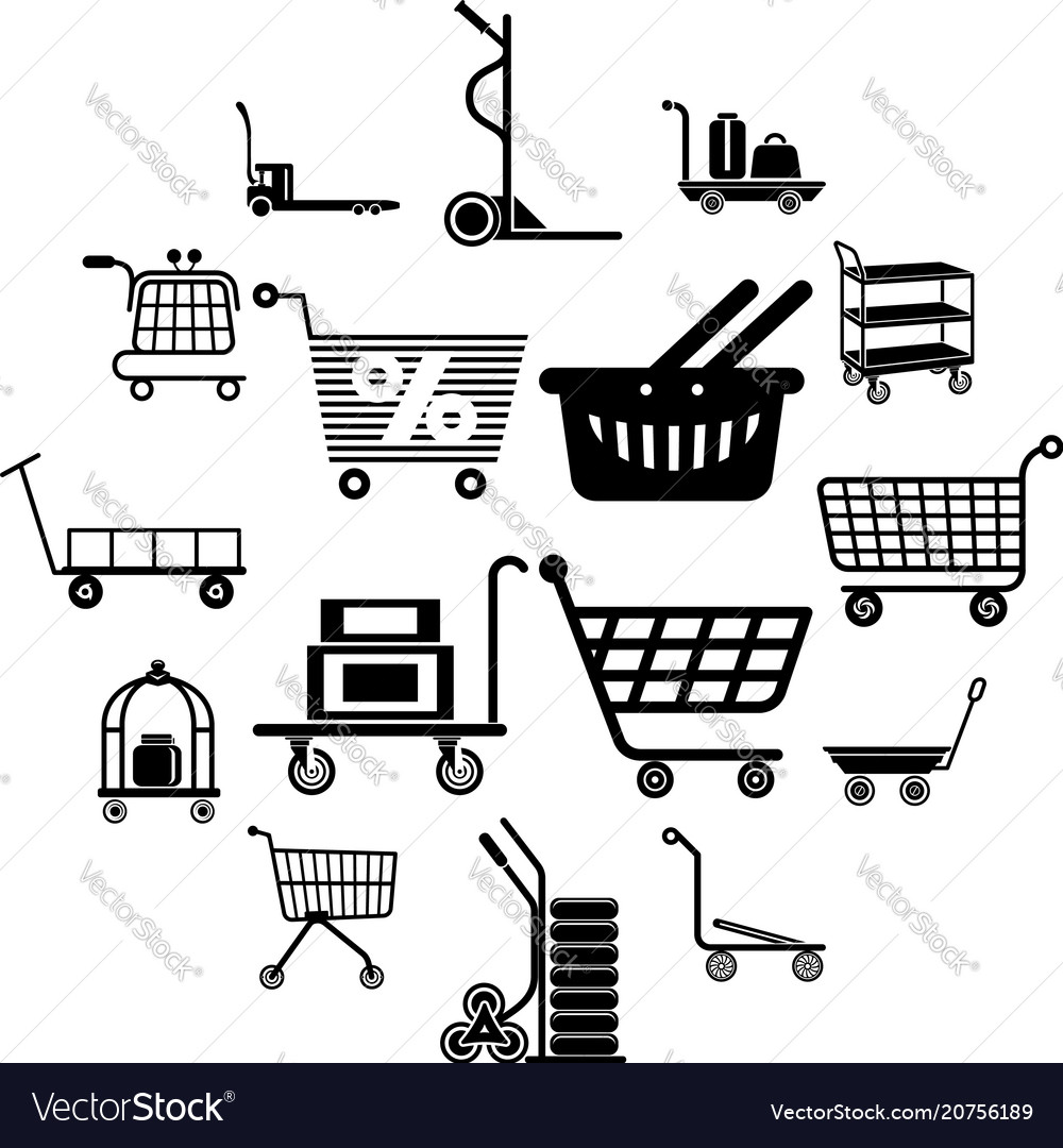 Cart types icons set simple style Royalty Free Vector Image