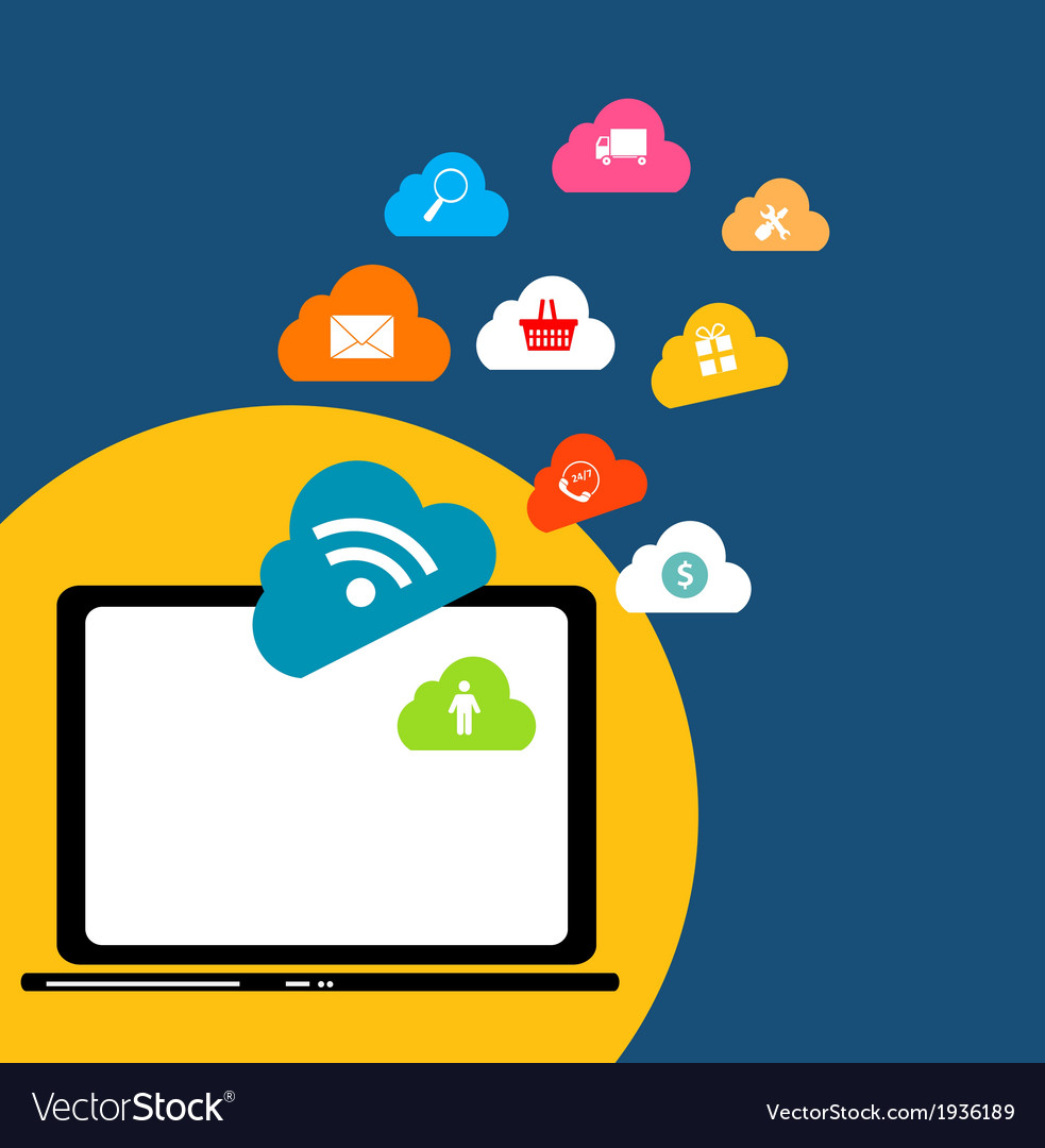 Cloud computing concept on different electronic