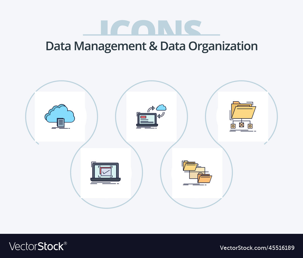 Data management and organization line filled Vector Image