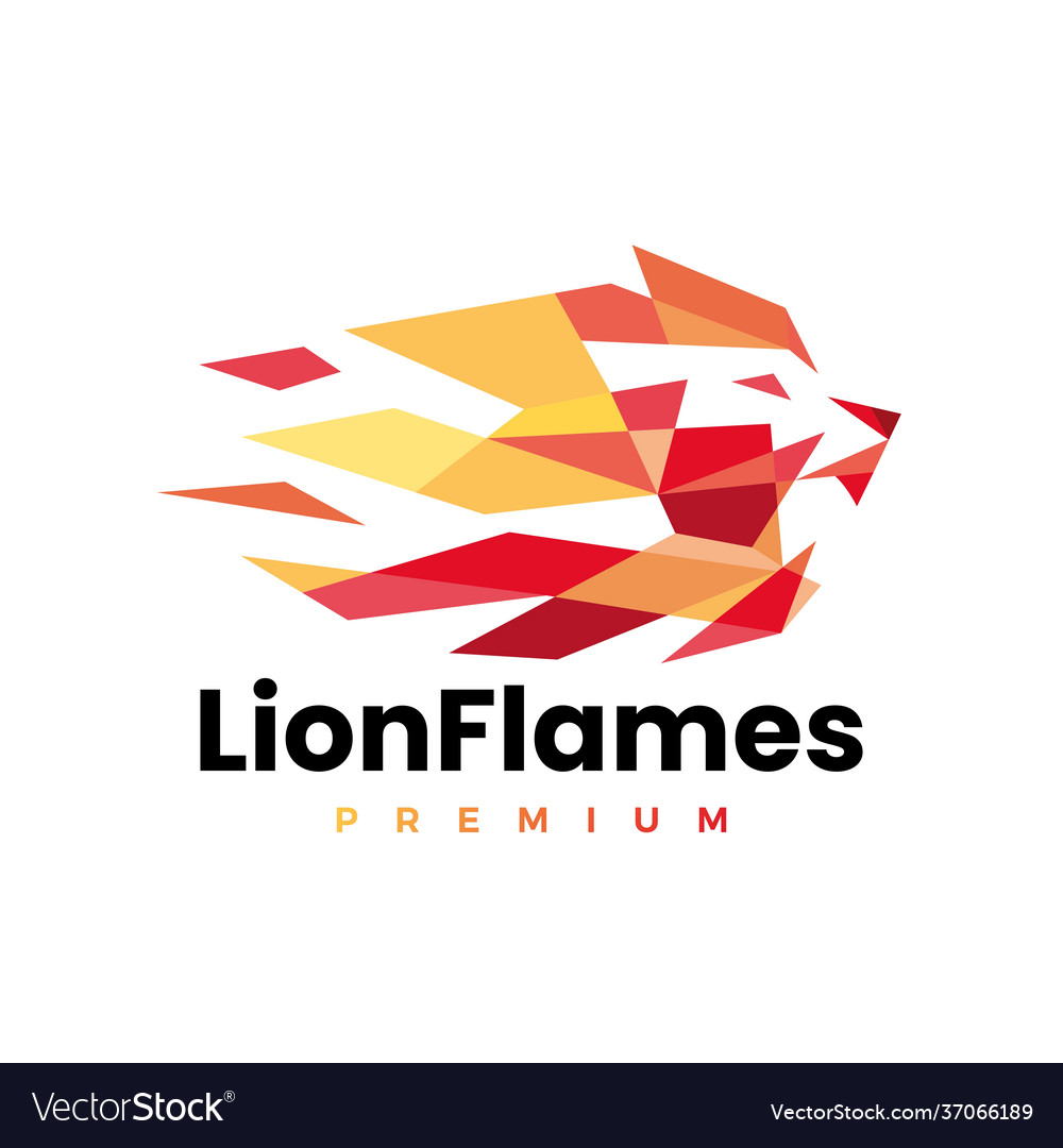 Geometric Lion Flame Logo