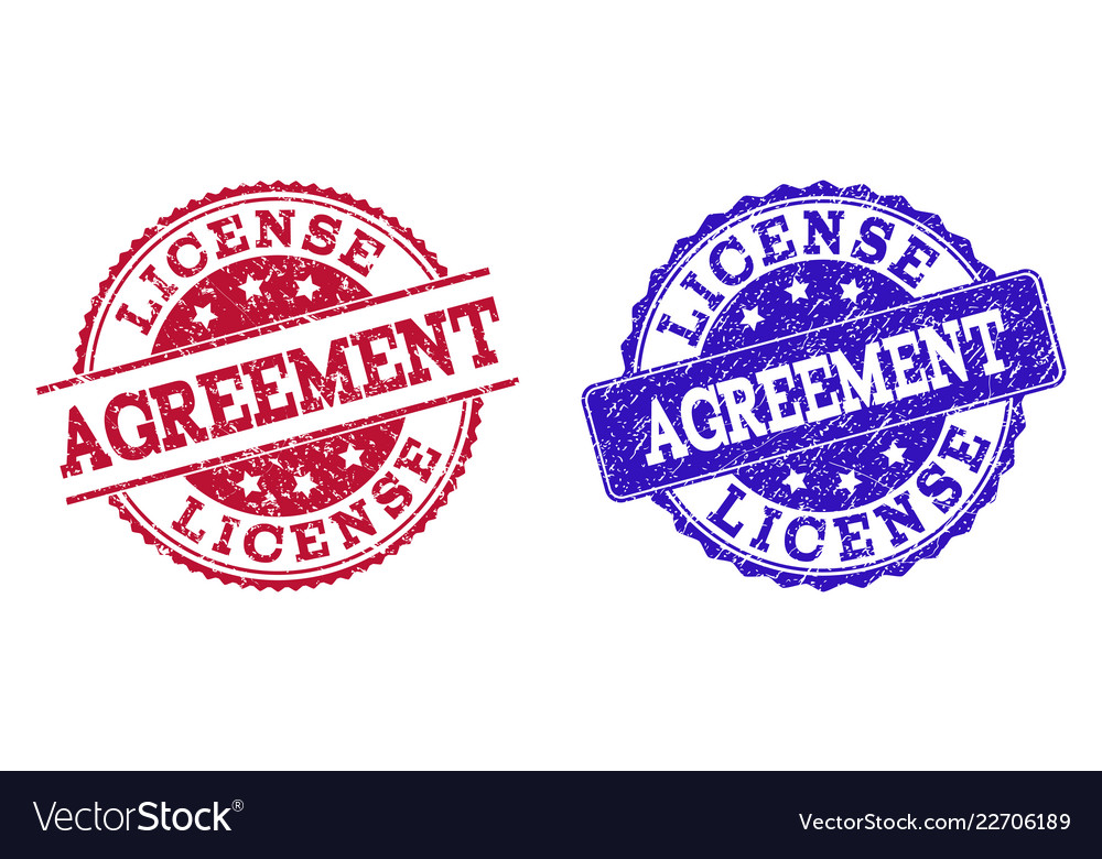 Grunge scratched license agreement seal stamps