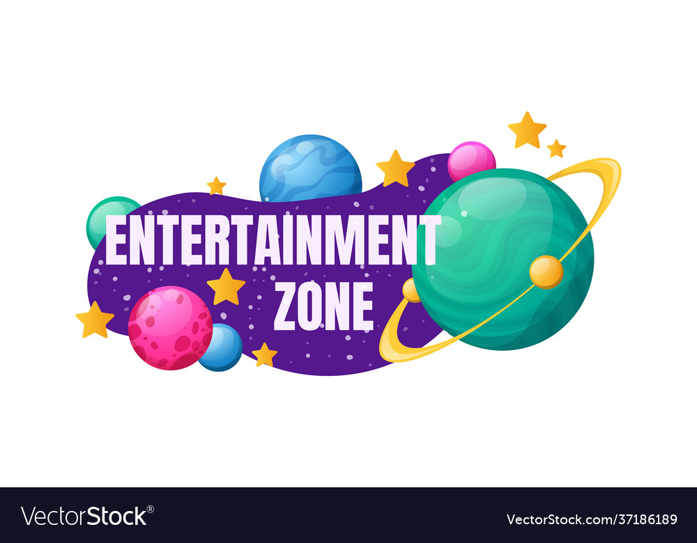 Kids zone entertainment childish banner label