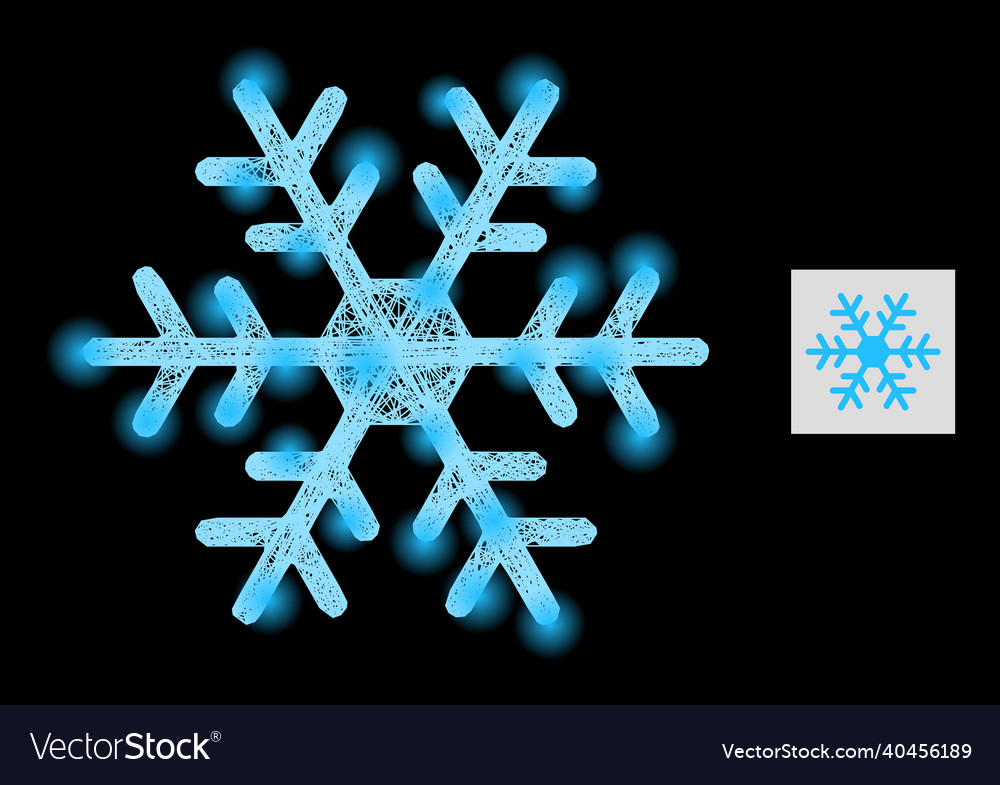 Magic linear mesh snowflake with light spots Vector Image Magic linear mesh snowflake with light spots