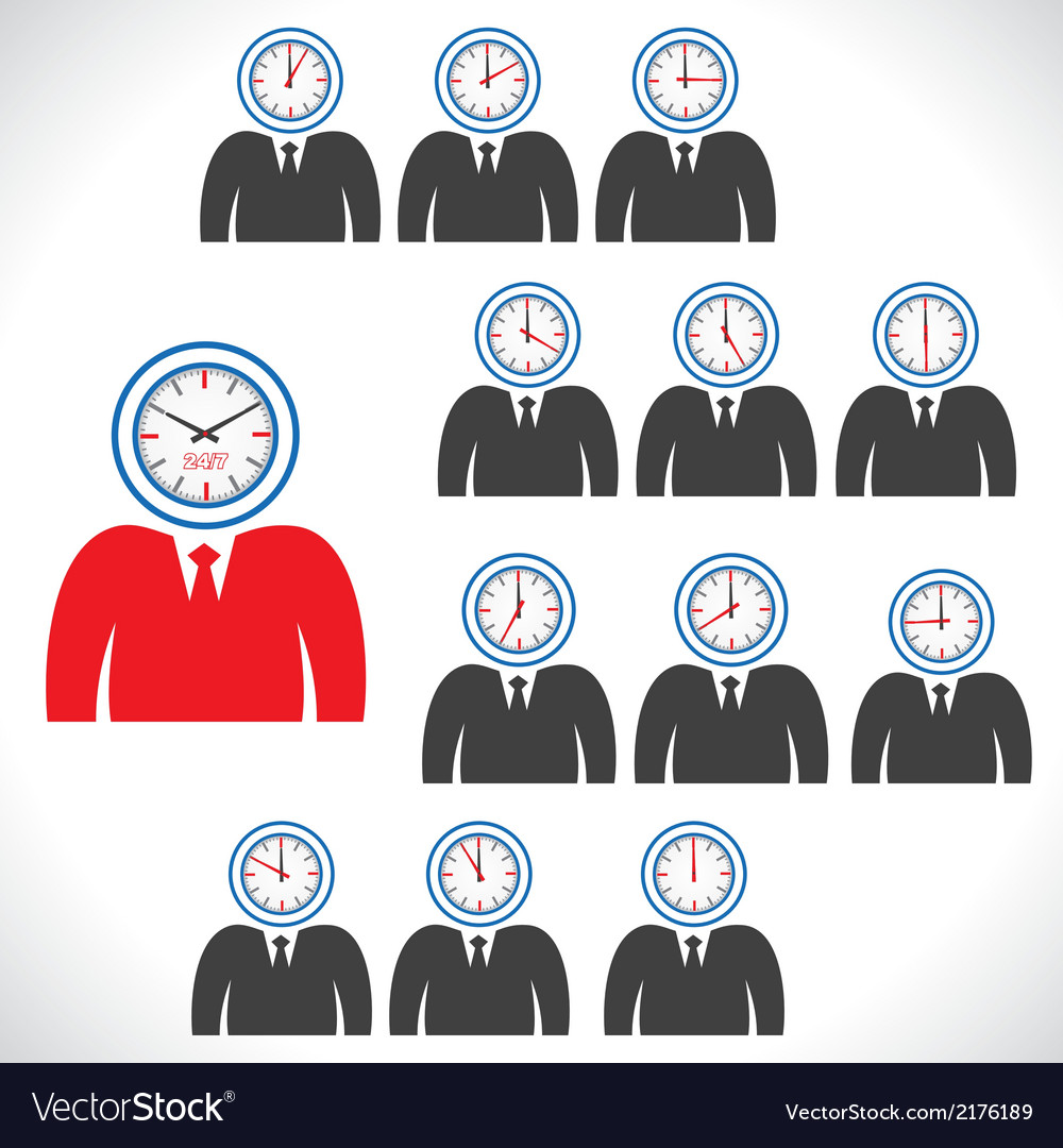 Man s face showing different views of a clock