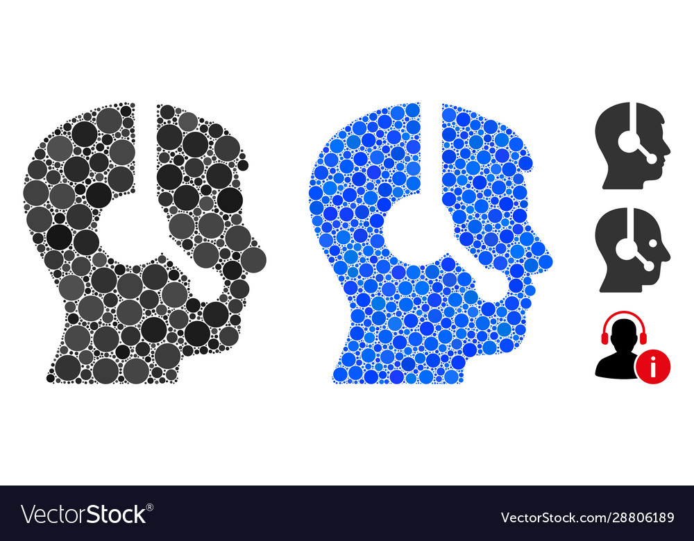 Operator mosaic icon round dots vector image Operator mosaic icon round dots