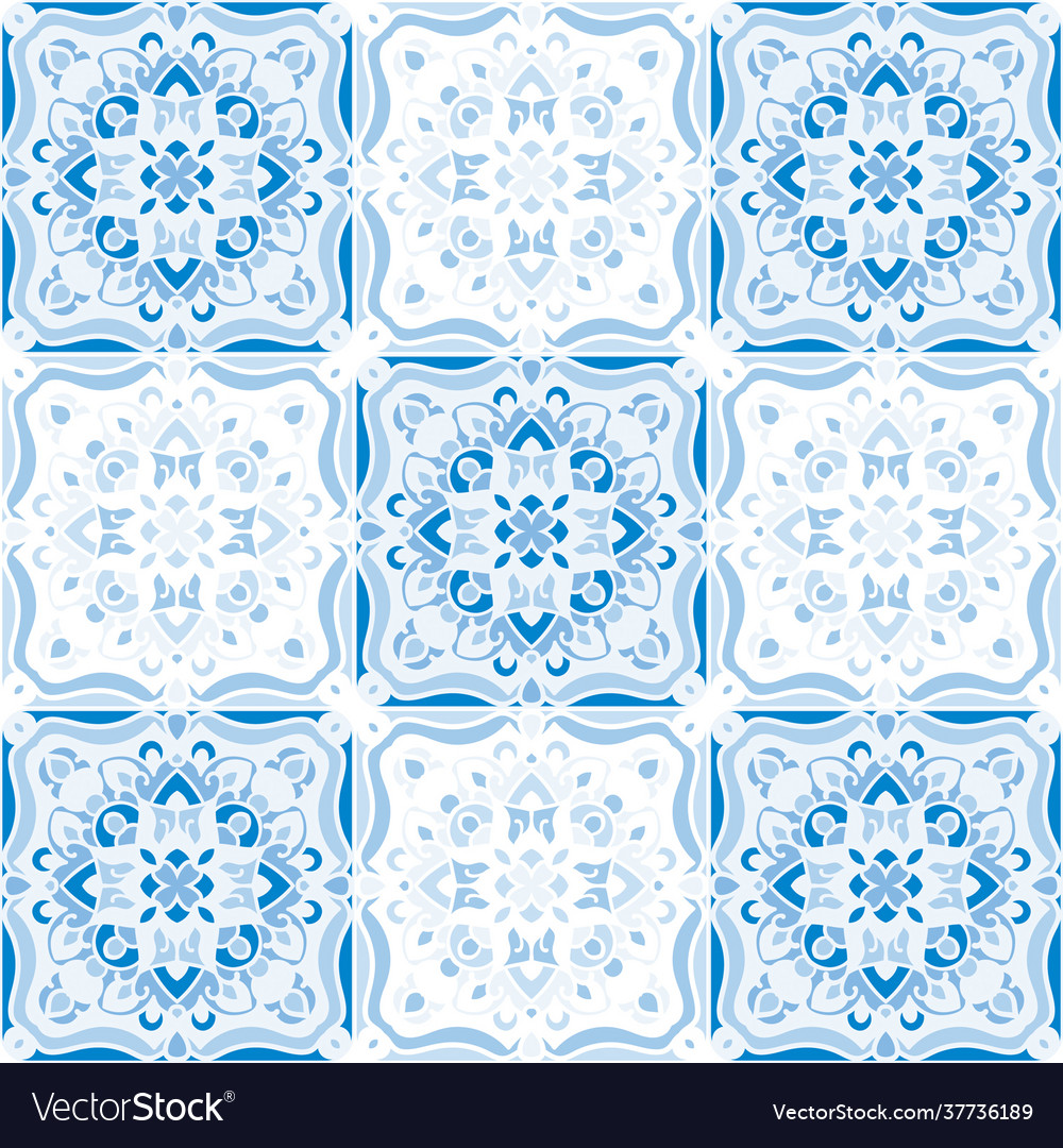 Seamless pattern decorative tiles in retro