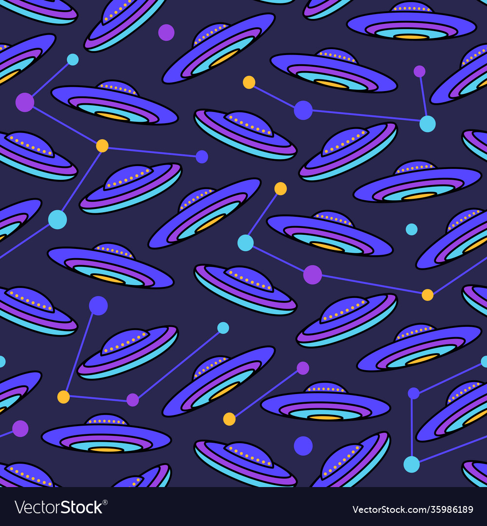 Seamless pattern with spaceships