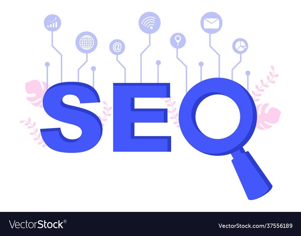 Seo optimization to search engine app development Vector Image Seo optimization to search engine app development