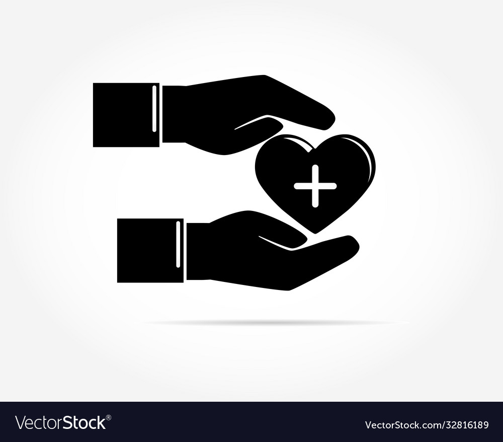 Two palms outstretched hands gently cover Vector Image