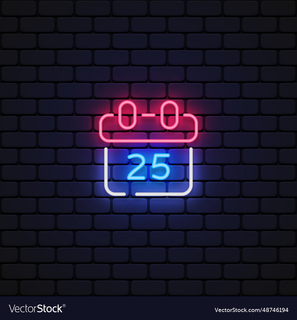 Calendar icon neon in retro style on light