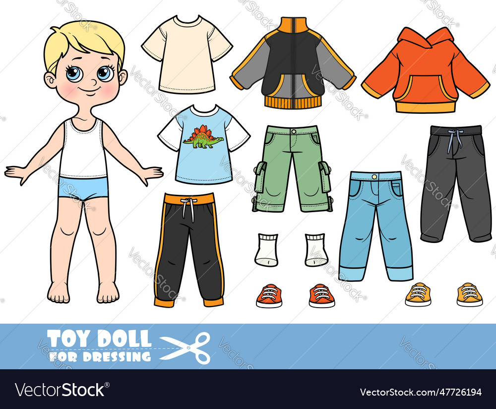 Cartoon boy with blond hair and clothes Royalty Free Vector