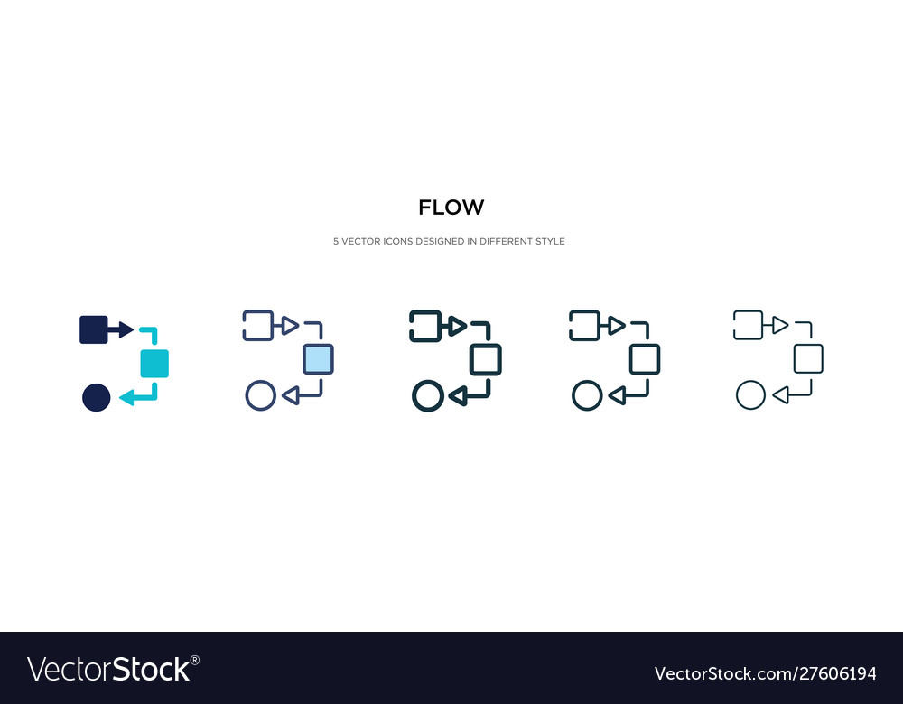 Flow icon in different style two colored