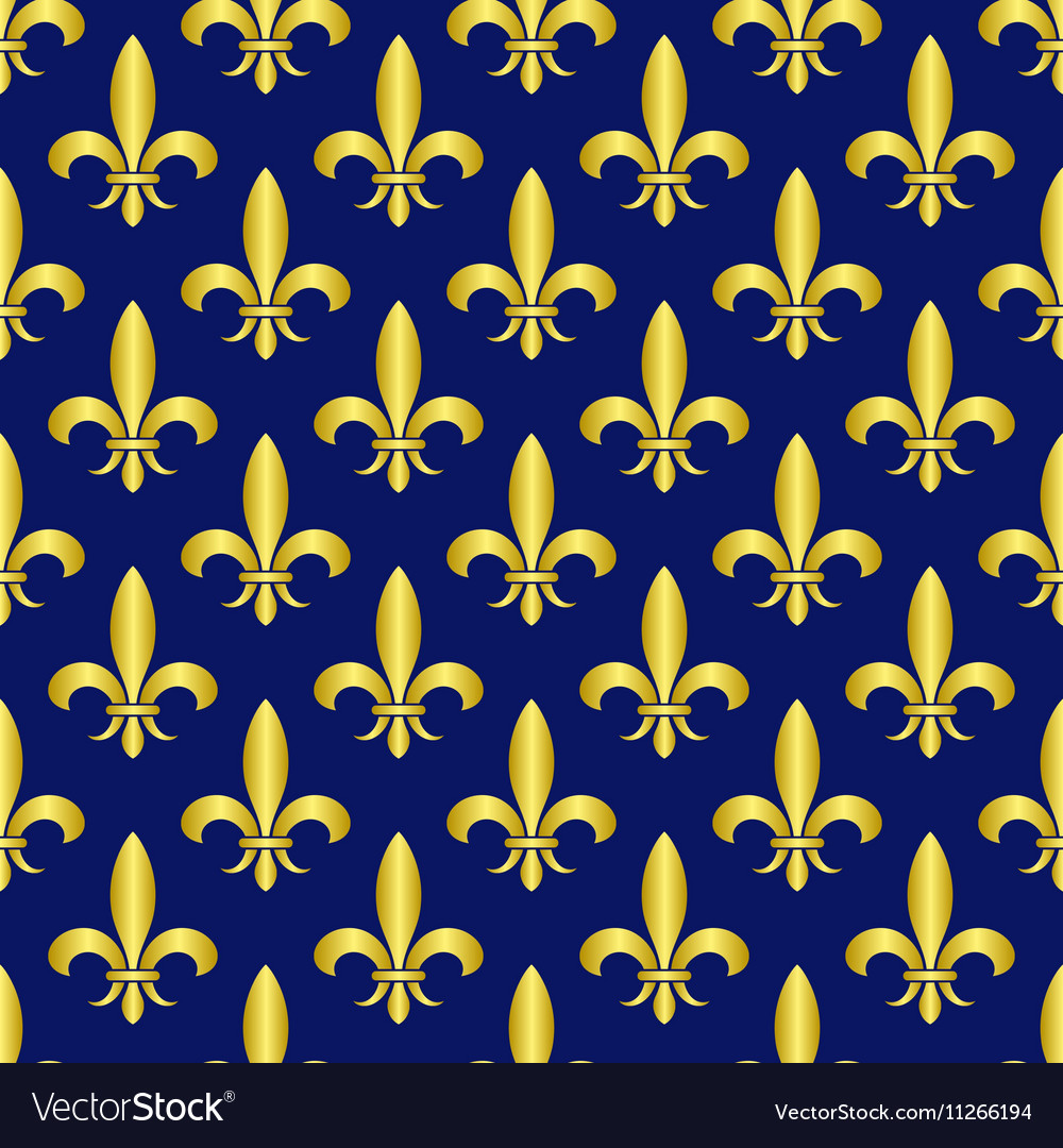 Golden Fleur De Lis Royal Lily Seamless Royalty Free Vector