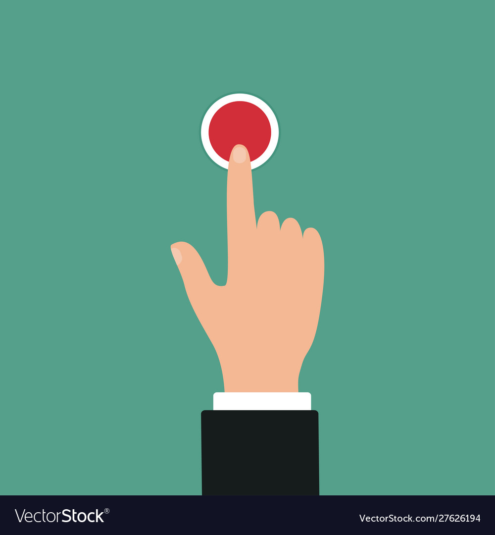 Hand push red button icon web
