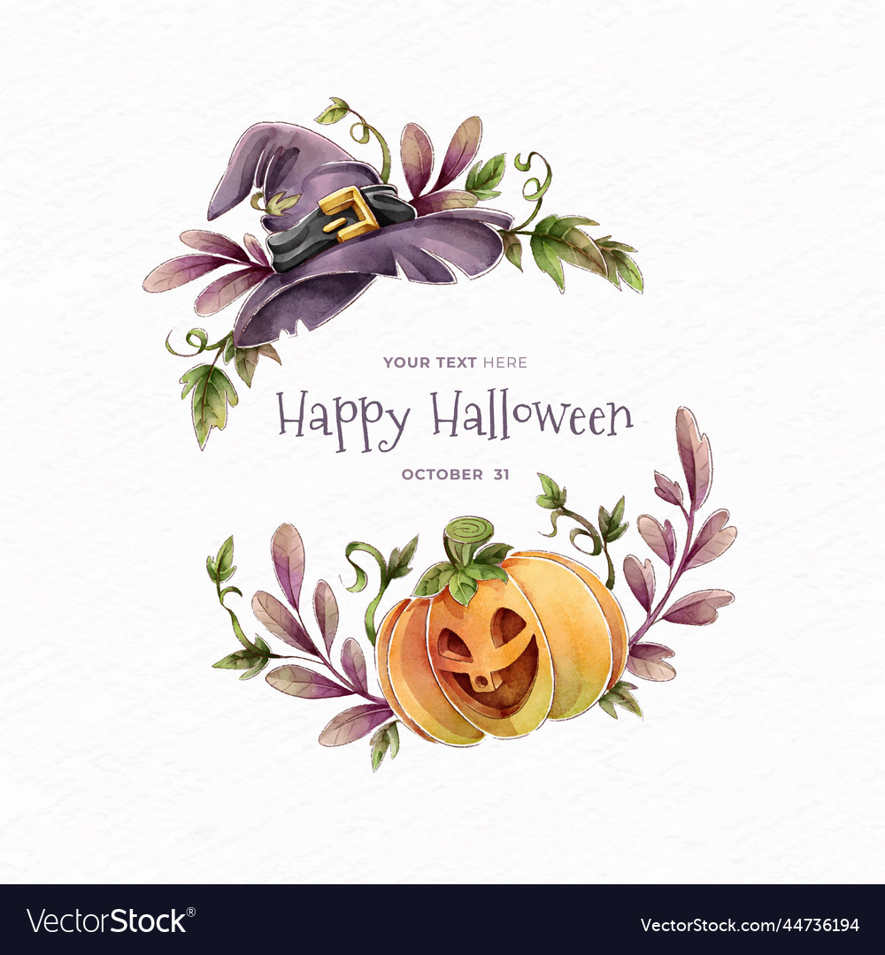 Happy Halloween Pumpkin Witch Hat Design Vector Image 7056