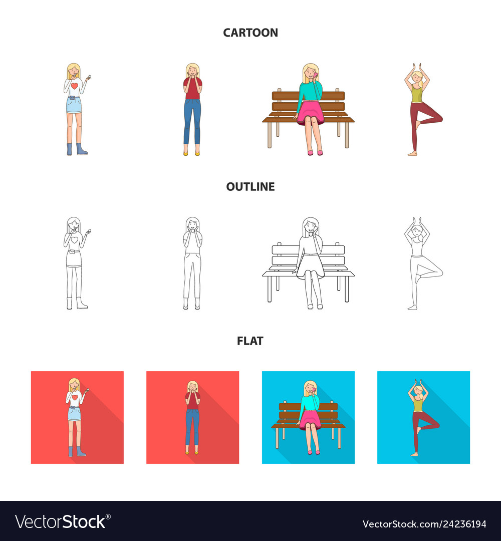 Isolated object of posture and mood sign set