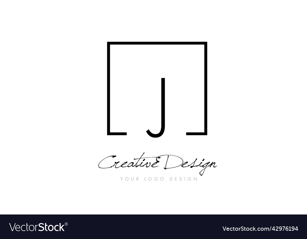 J quadratischer Rahmen Buchstaben Logo Design mit schwarz