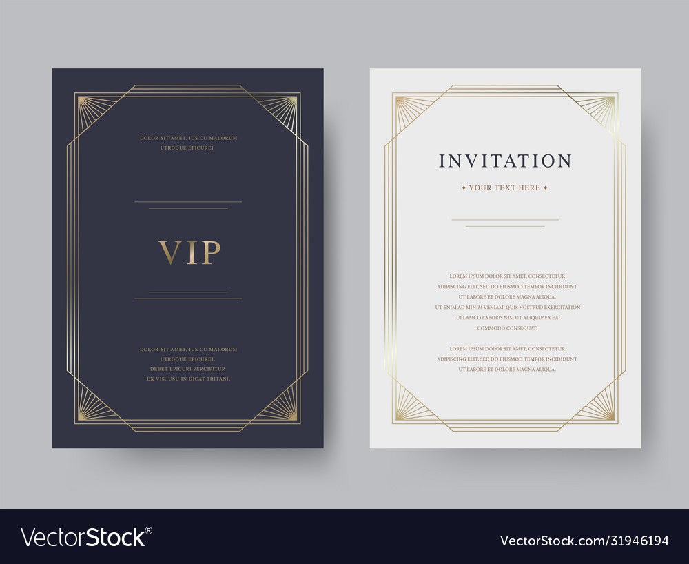 Luxury vintage golden invitation card template Vector Image