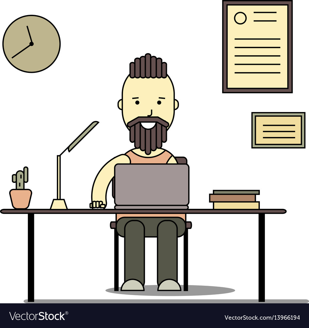 Man working on computer Vector Image Man working on computer