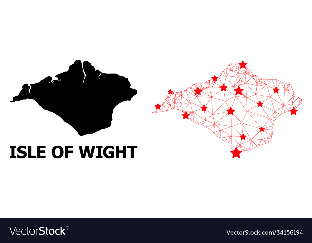 Mesh polygonal map isle wight with red stars Vector Image Mesh polygonal map isle wight with red stars