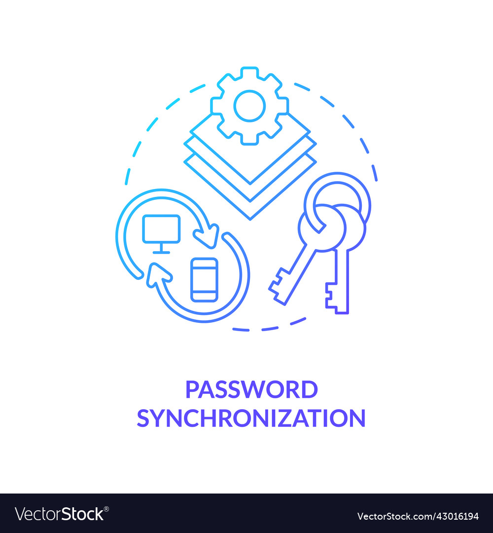 Password synchronization blue gradient concept vector image Password synchronization blue gradient concept