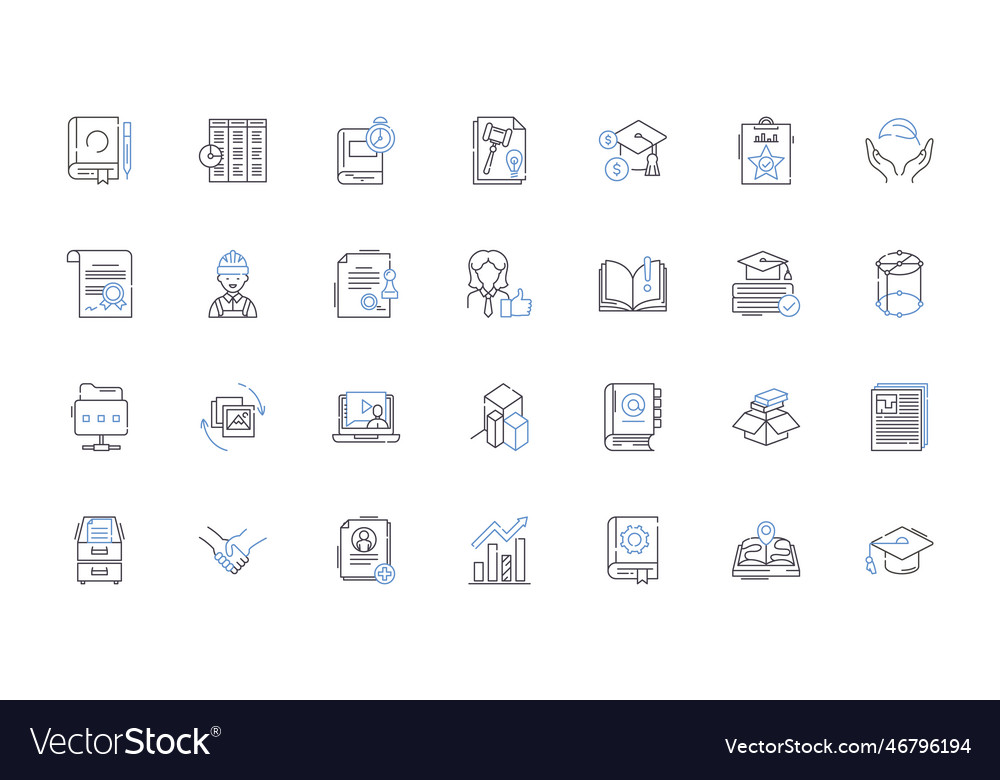 Post-secondary line icons collection university vector image Post-secondary line icons collection university