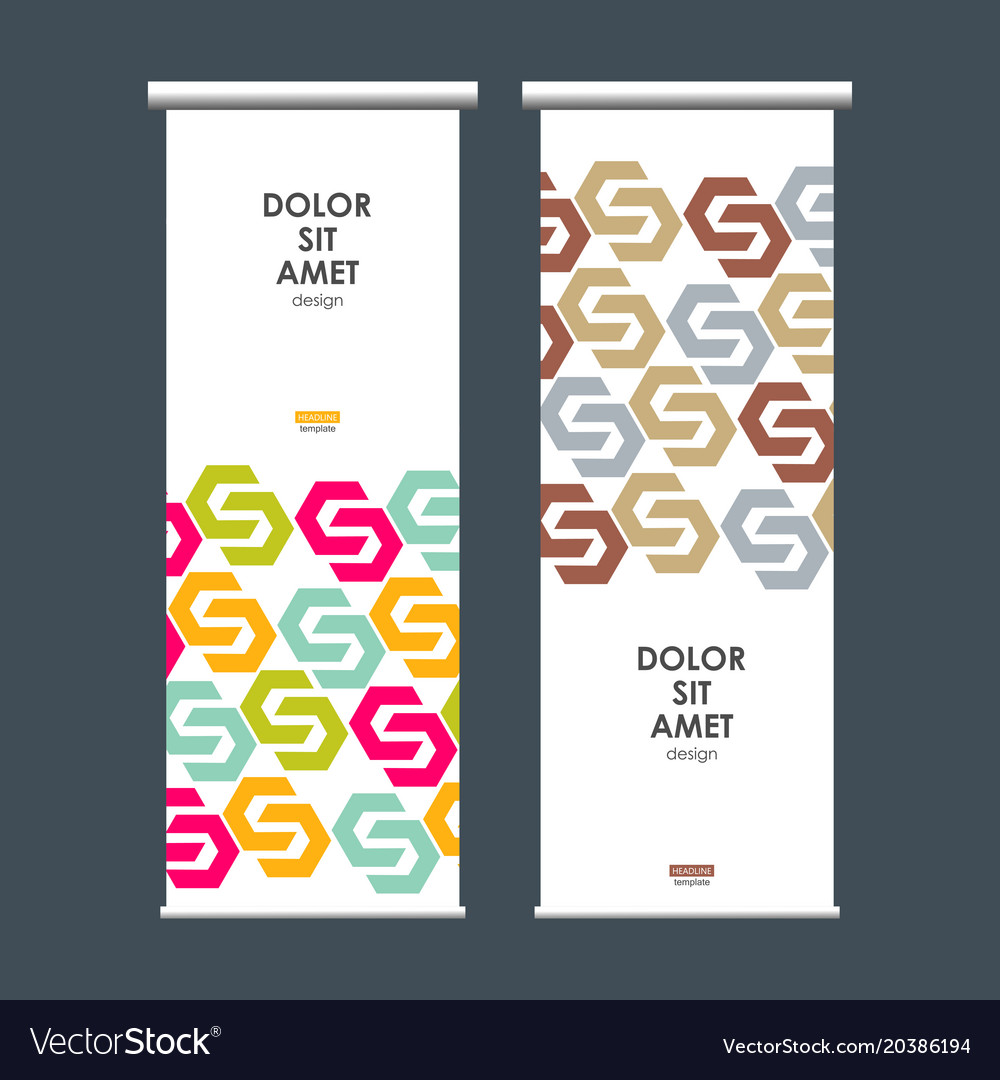 Roll up banner stand with hexagon pattern