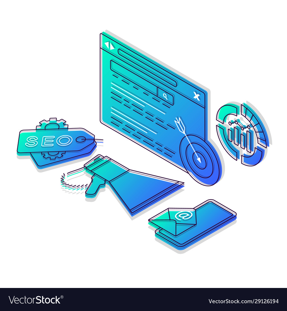 Search engine optimization isometric color