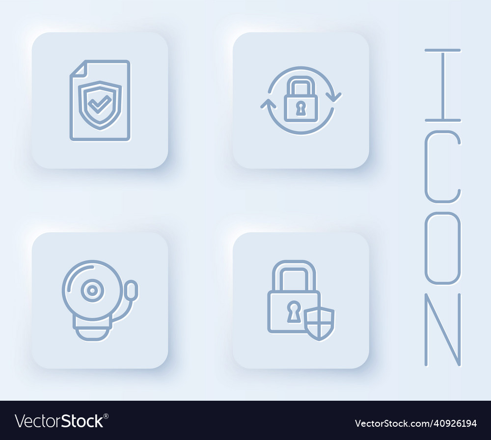 Set line contract with shield lock ringing alarm Vector Image Set line contract with shield lock ringing alarm
