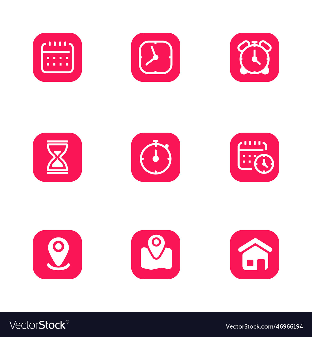 Set of time and location icons vector image Set of time and location icons