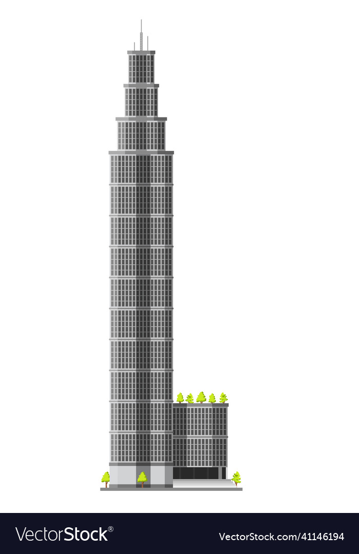 Skycraper building isolated on white
