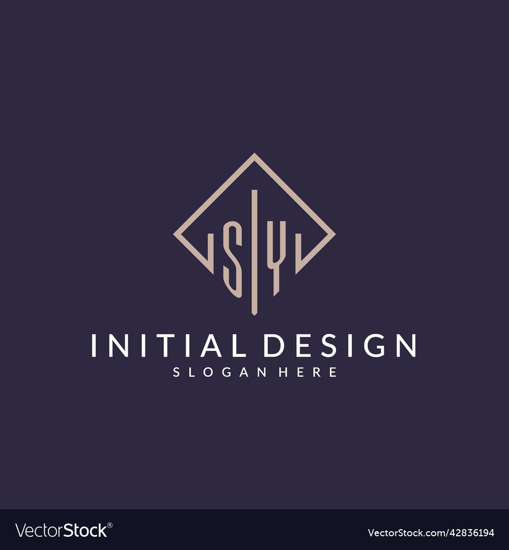Sy initial monogram logo with rectangle style Vector Image Sy initial monogram logo with rectangle style