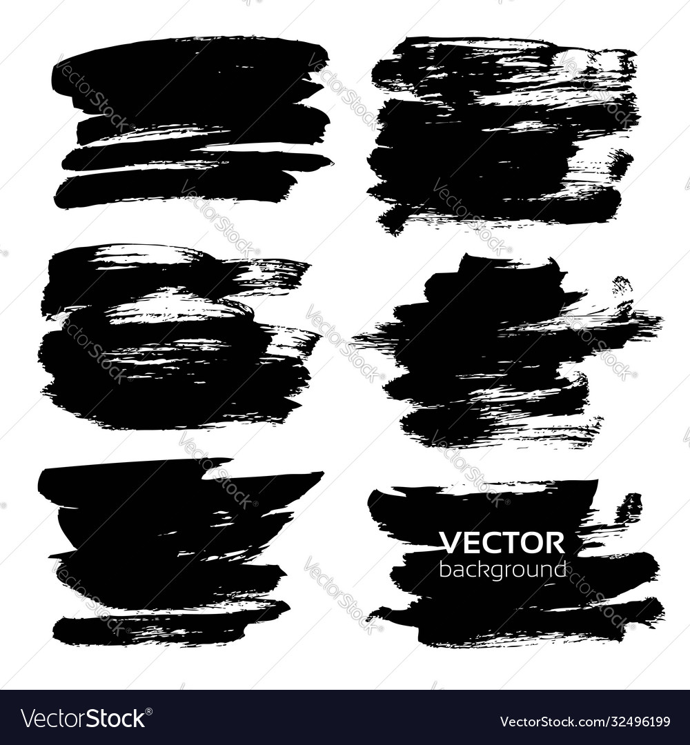 Abstract thick black ink smears textured isolated