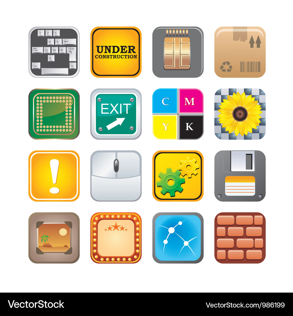 Apps icon set five Royalty Free Vector Image - VectorStock