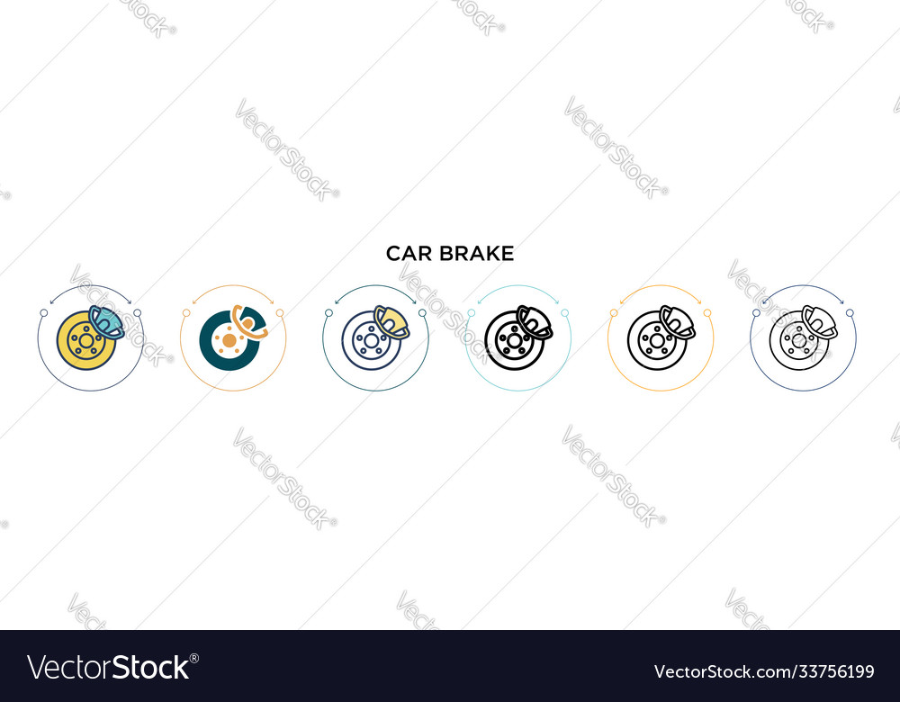 Autobremse Icon in gefüllter dünner Linie Umriss