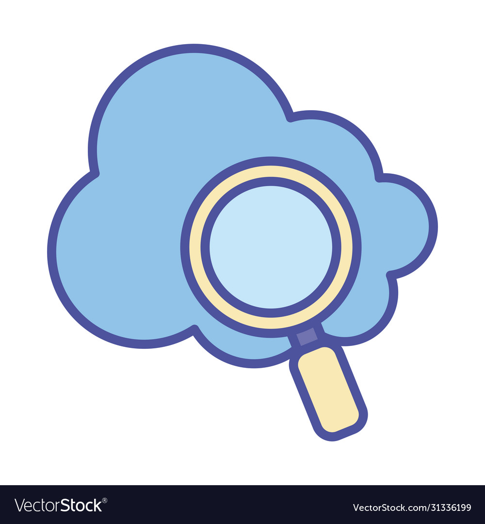 Cloud computing and lupe line fill style icon