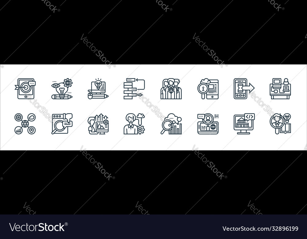 Digital transformation line icons linear set vector image Digital transformation line icons linear set